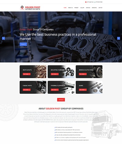 Website developed for Golden Pivot Group wholesale dealers of automotive spare parts company in UAE