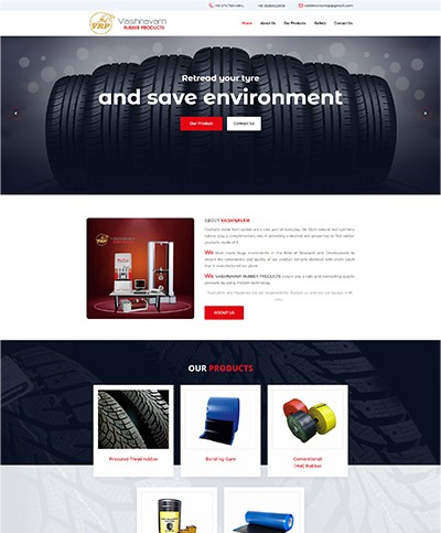 Website developed for Vaishnavam Rubber Products Kerala Tread Rubber manufacturers in kollam